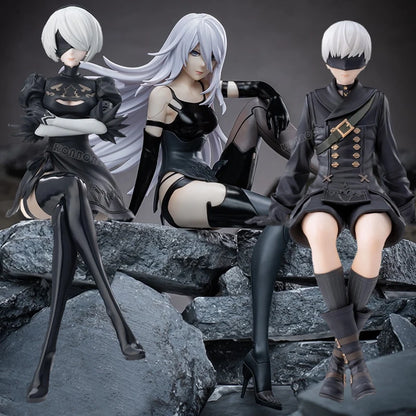 NieR:Automata Action Figures - YoRHa No.2 Type B (2B), 9S, and A2 - 15 CM Collectible Figurines
