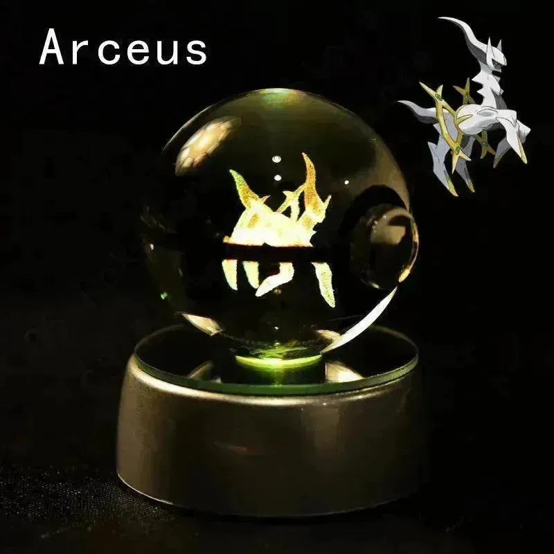 3D Pokemon Crystal Ball 5CM Mewtwo Pikachu Gengar Crystal Glass Pokemon Ball Pokeball Figure Night Light LED Lamp Base Gift - 29 Jigglypuff / 5CM - Otarealm