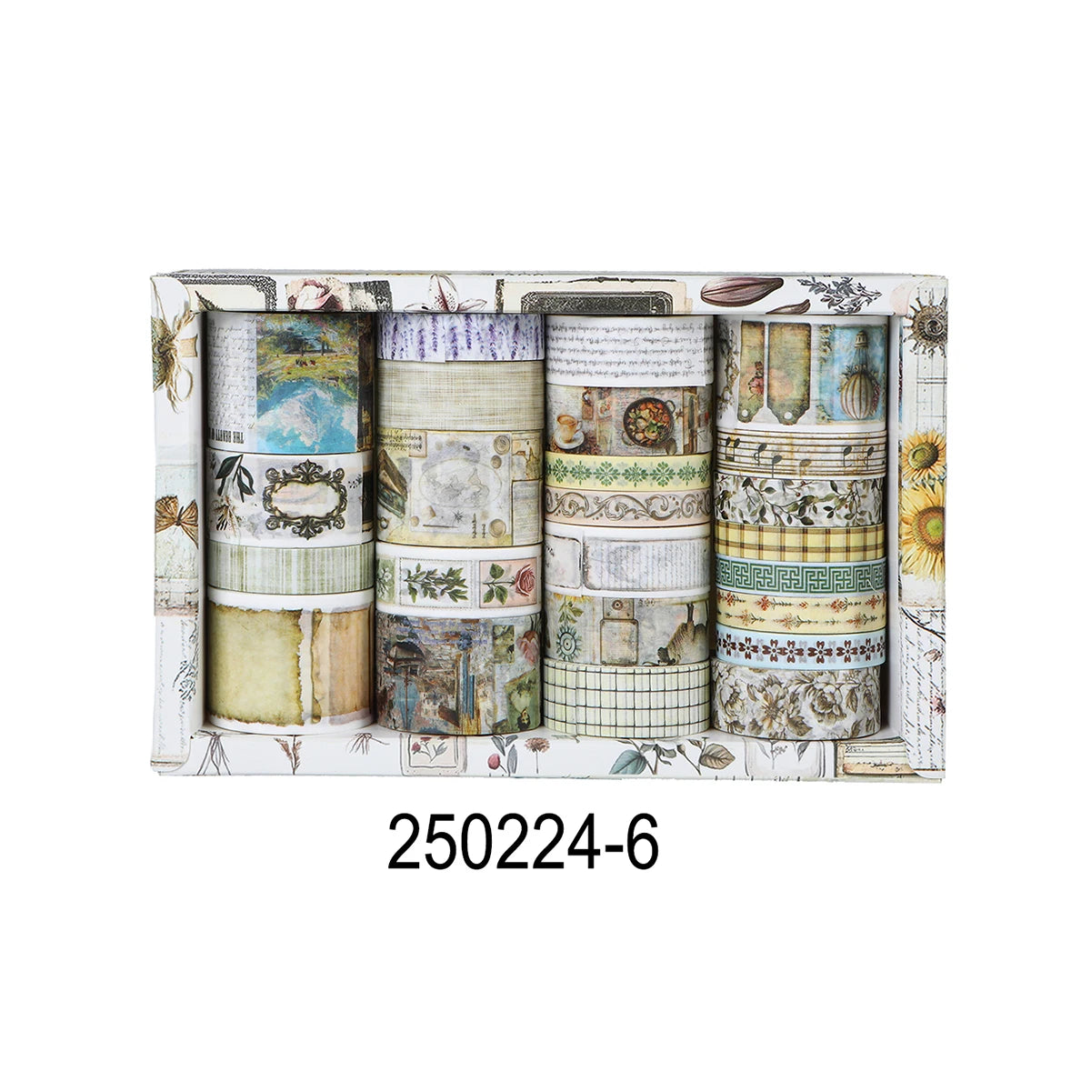 Retro Washi Tape Set – 18 to 24 Rolls per Box for DIY Crafts, Journals & Gift Wrapping