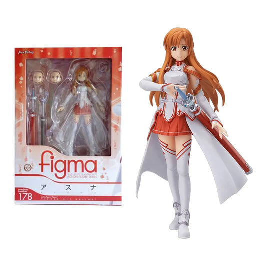 Yuuki Asuna Action Figure, Anime Figurines Sword Art Online, Toy Face Swap and Movable Joints 15 CM