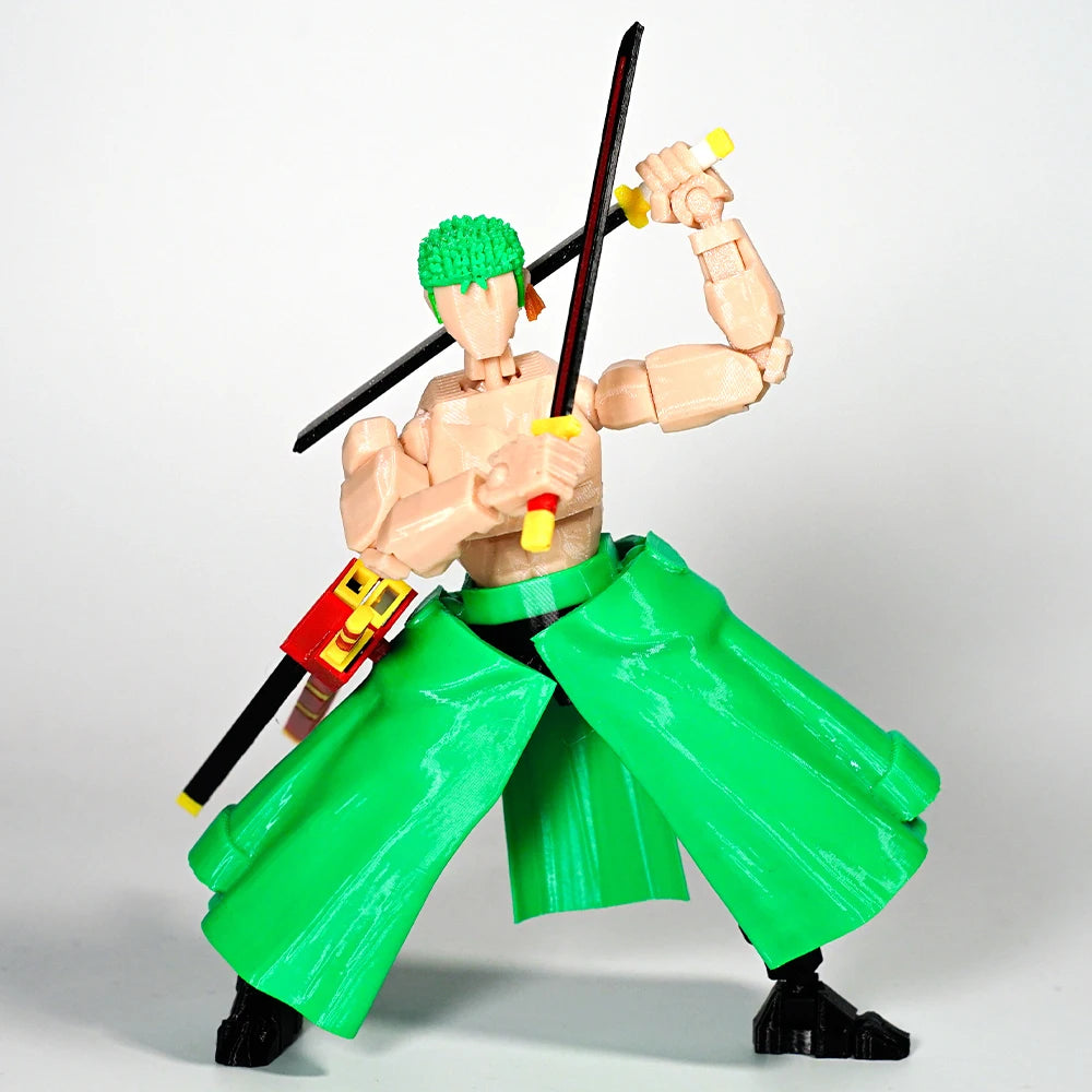 CloudAnimeStudio Roronoa Zoro 3D Printed Anime Figurine, One Piece Action Figures Multi-Jointed Toys