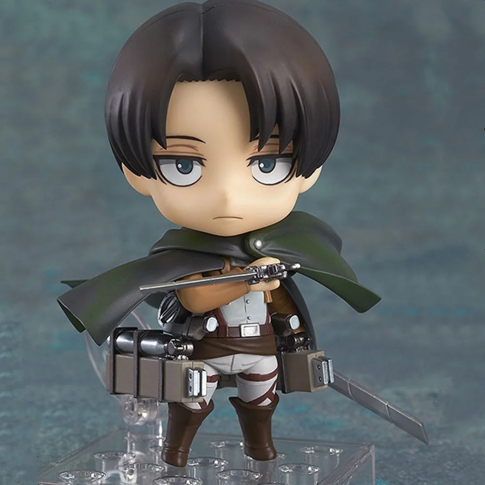 Attack on Titan Anime Figures, Shingeki no Kyojin Levi Ackerman, Eren Jaeger, Mikasa·Ackerman, Cute Kawaii Chibi Anime Figurines 10 cm