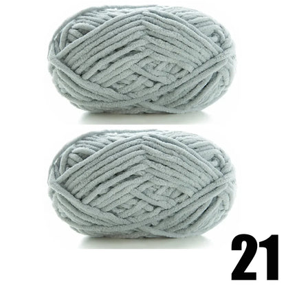 Thick Velvet Chenille Yarn – 2pcs x 50g Soft Knitting Yarn for DIY Scarves, Hats & Crafts