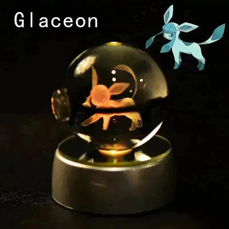 3D Pokemon Crystal Ball 5CM Mewtwo Pikachu Gengar Crystal Glass Pokemon Ball Pokeball Figure Night Light LED Lamp Base Gift - 29 Jigglypuff / 5CM - Otarealm
