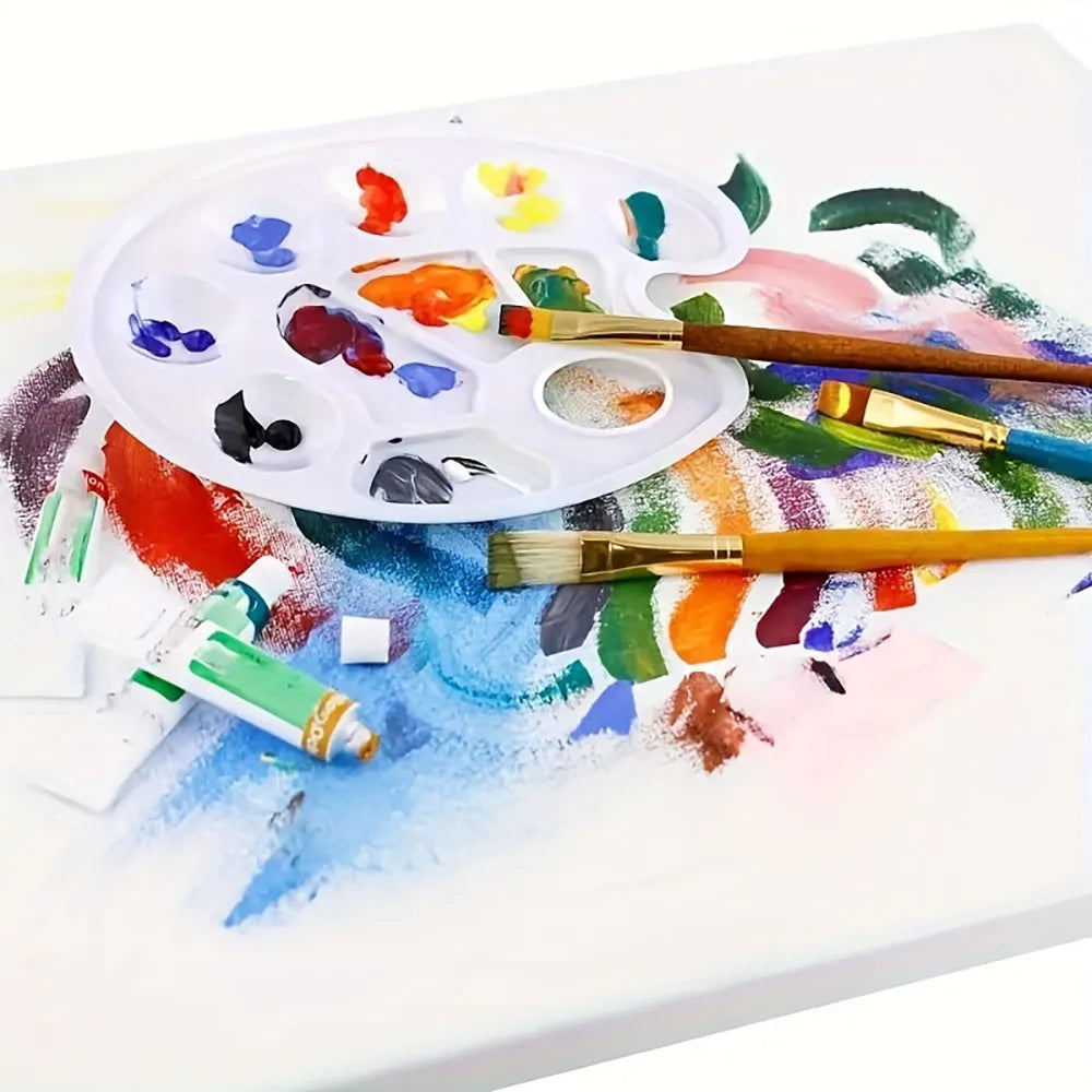 2/6/8/10 Pack Plastic Art Painting Palettes, Oval Shaped Multi-Well Mixing Palette for Watercolor, Acrylic, and Oil Paints