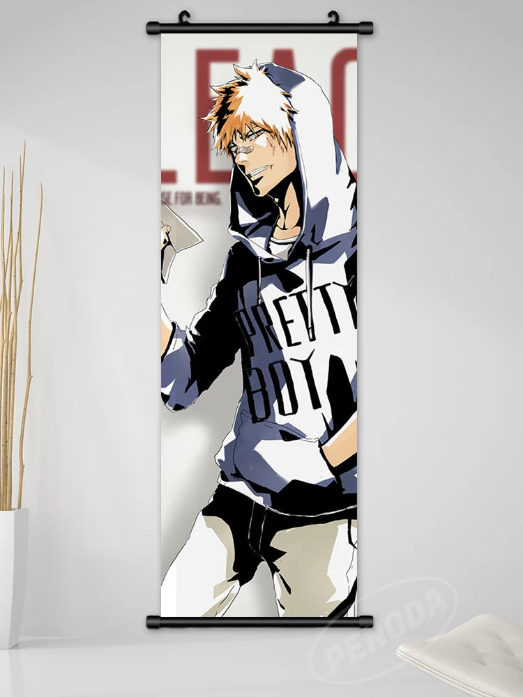 Bleach Canvas Scroll Posters, Wall Art Anime Artwork Painting Anime Hanging Poster