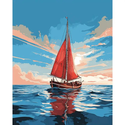 Sailing Ships and Landscape Paint by Numbers Kit – DIY Nature Landscape Acrylic Painting on Canvas for Adults