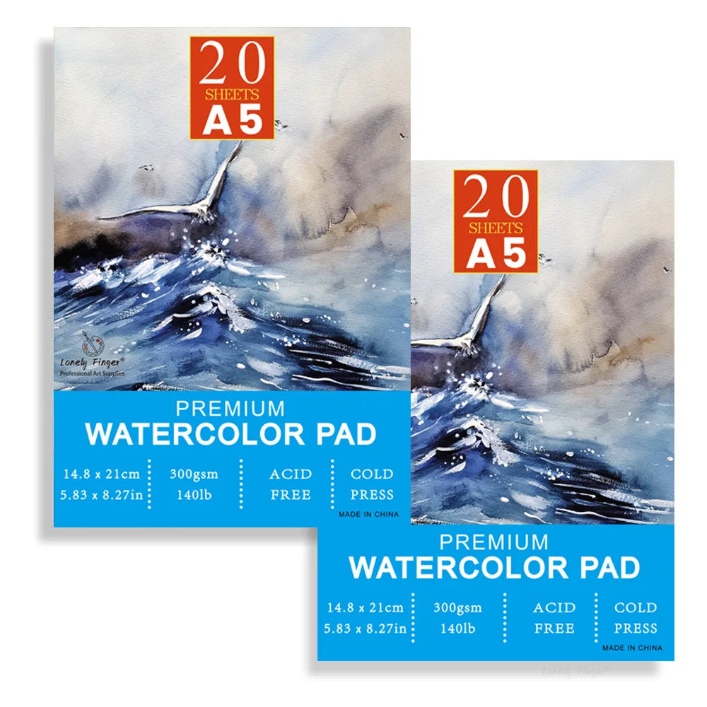 A5/A4/A3 Watercolor Paper Pad, 140lb/300gsm, 20 Sheets, Cold-Pressed, Acid-Free, Artist Painting Paper for Watercolor Painting