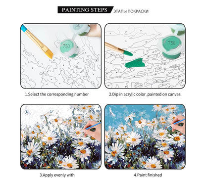 City Landscape Paint by Numbers Kit – DIY Canvas Painting for Adults with Frame & Oil Colors