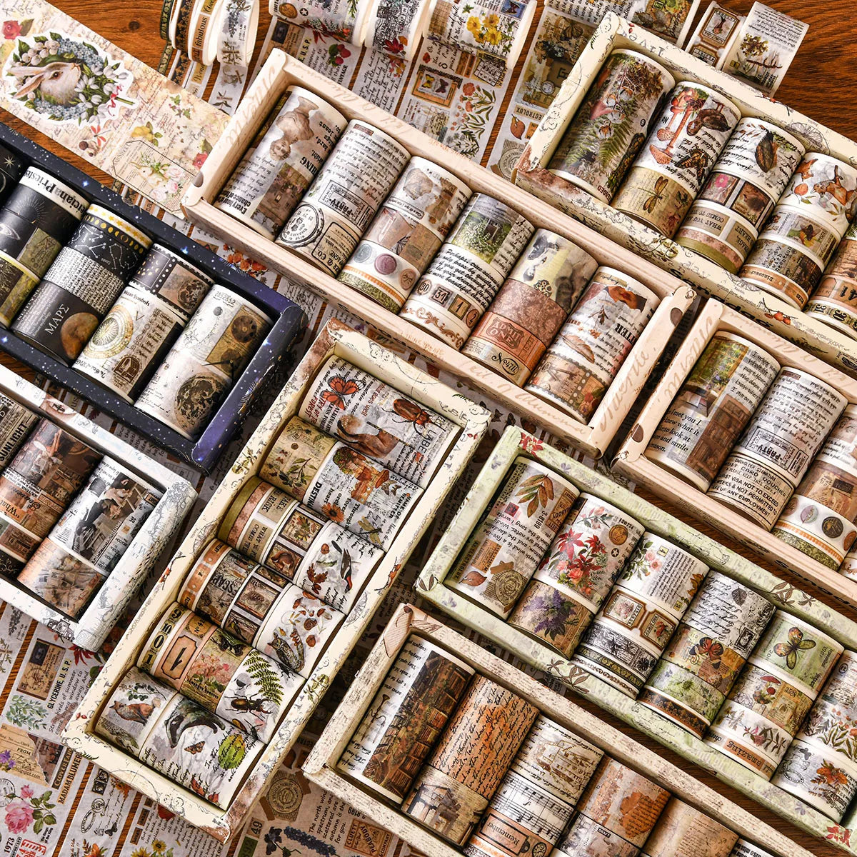 Retro Washi Tape Set – 18 to 24 Rolls per Box for DIY Crafts, Journals & Gift Wrapping