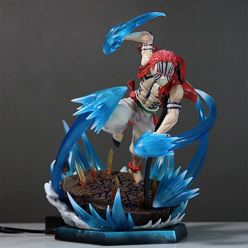 Akaza of Twelve Kizuki Demon Slayer Action Figures, LED PVC Anime Collection Model 26cm