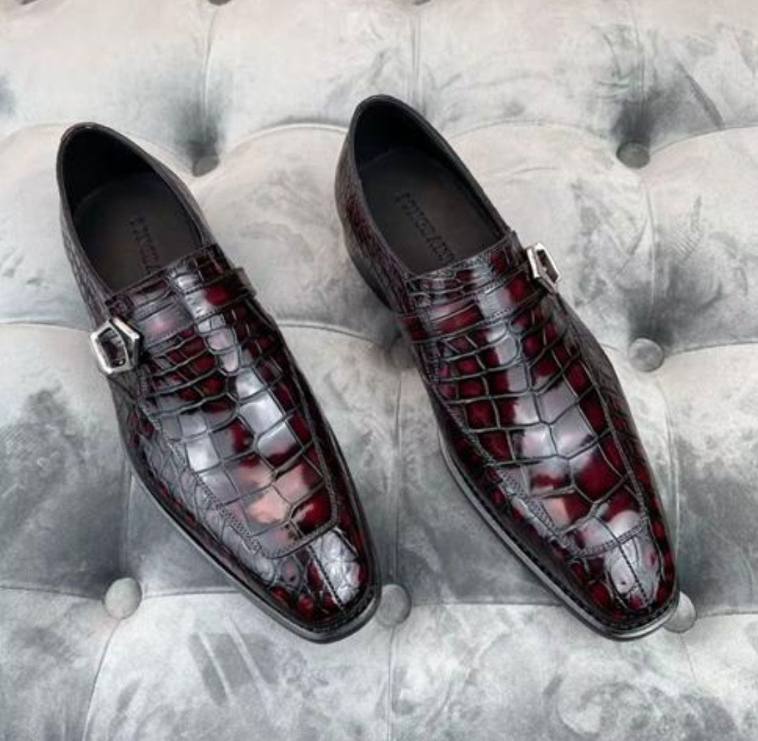 Maurice Sargeant Alligator Monkstrap - Burgundy
