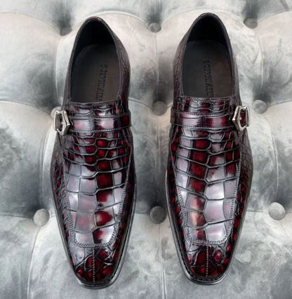 Maurice Sargeant Alligator Monkstrap - Burgundy