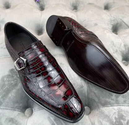 Maurice Sargeant Alligator Monkstrap - Burgundy
