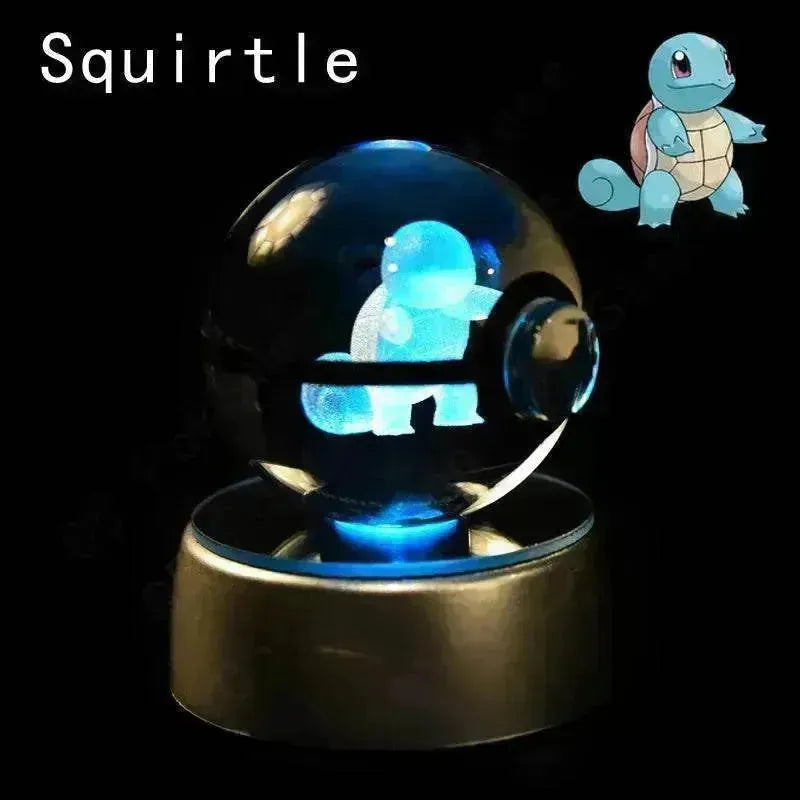 3D Pokemon Crystal Ball 5CM Mewtwo Pikachu Gengar Crystal Glass Pokemon Ball Pokeball Figure Night Light LED Lamp Base Gift - 29 Jigglypuff / 5CM - Otarealm