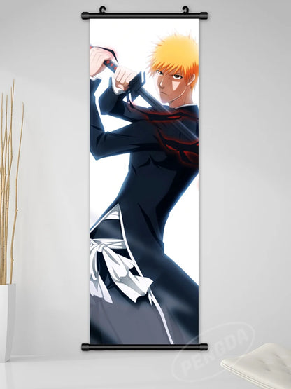 Bleach Canvas Scroll Posters, Wall Art Anime Artwork Painting Anime Hanging Poster