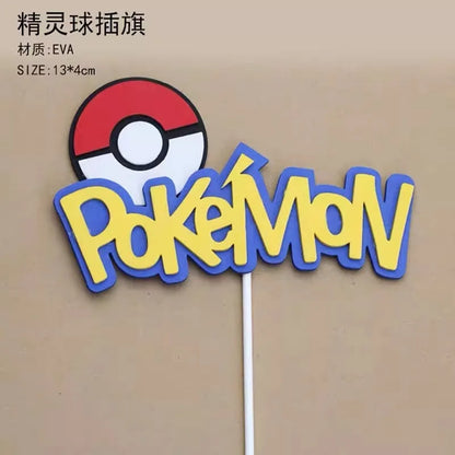 13 PCS Set Pokemon Cake Topper Party Anime Figure, Pikachu Happy Birthday Cake Decoration Ornament Pikachu Bulbasaur Psyduck Charmander Squirtle Jigglypuff