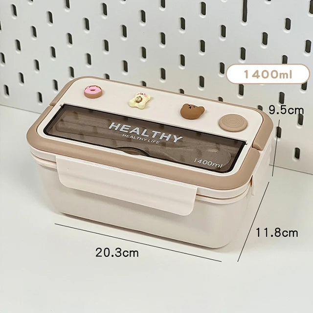 Simple Cute Portable Lunch Box, With Compartment & Microwave-Safe, Perfect for Work, School, or Picnics