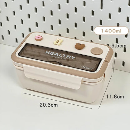 Simple Cute Portable Lunch Box, With Compartment & Microwave-Safe, Perfect for Work, School, or Picnics