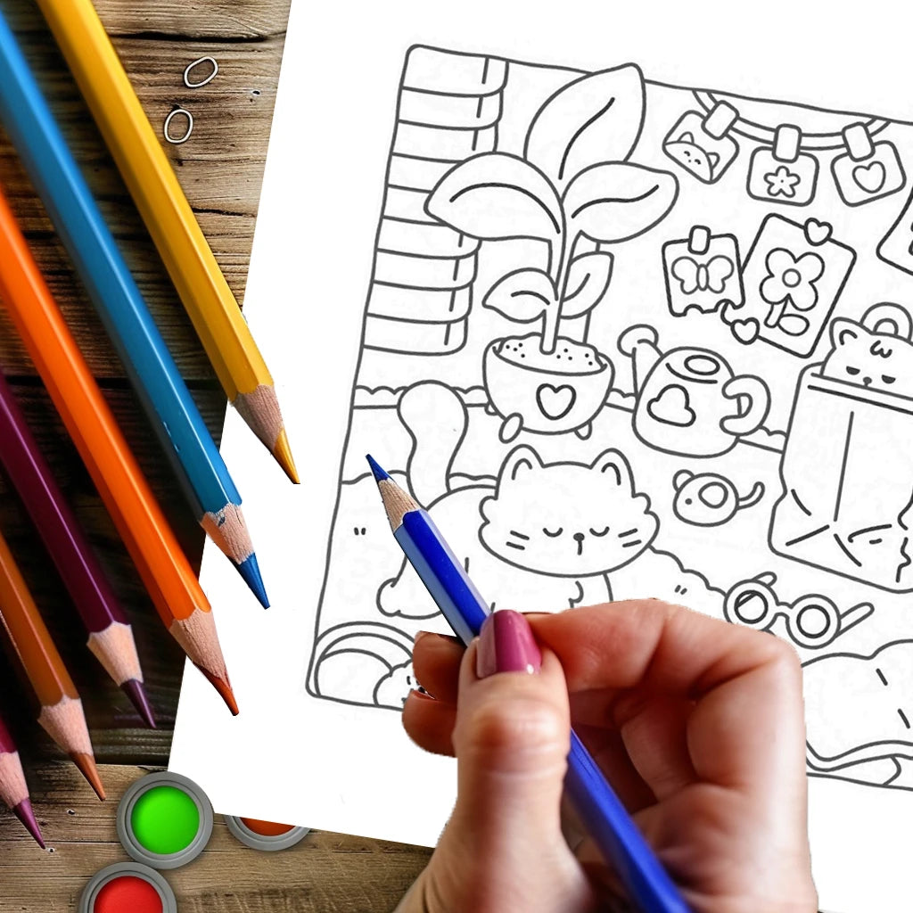 Cat’s Daily Life Coloring Book – 28 Pages of Relaxing Art for Adults | Perfect for Valetine's & Birthday Gifts