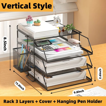 A4 Desk Organizer – Metal Wire Mesh Document Tray for Files, Letters, Books & Brochures