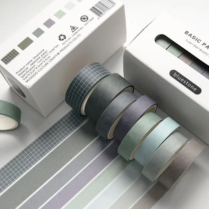 Pure Color Washi Tape Set – 8 Rolls per Box for Scrapbooking, Journals & School Supplies