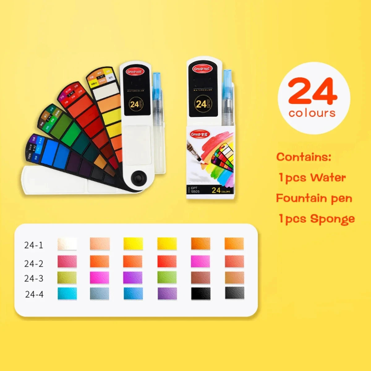 12/24/36/48 Colors Watercolor Paint Set with Water Brush Pens Art Supplies for Artists