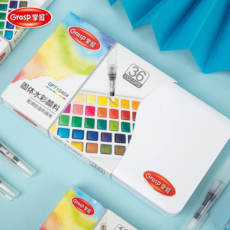 12/24/36/48 Colors Watercolor Paint Set with Water Brush Pens Art Supplies for Artists
