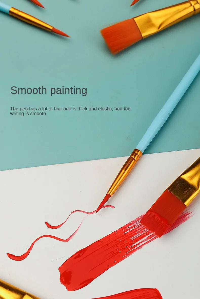 10-Piece Watercolor Brush Set – Multi-Functional Nylon Hair Brushes for Gouache, Oil & Acrylic Painting