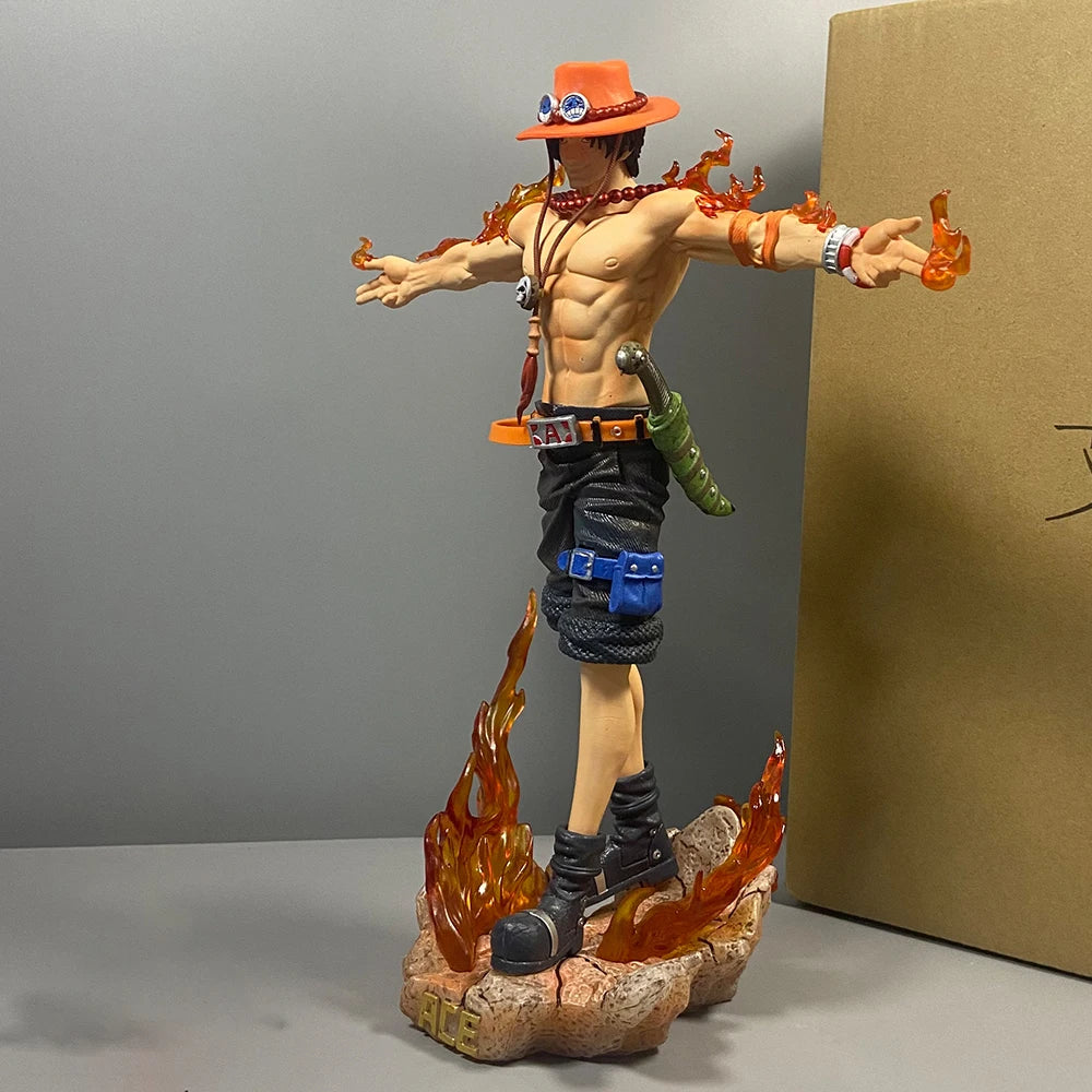 Portgas D. Ace Figure, Iconic Anime Cross Pose One Piece Action Figurines PVC Statues Collectible 28 cm