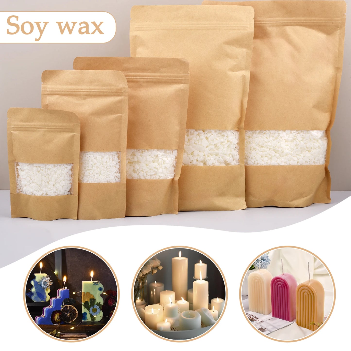 Natural Soy Wax Flake For DIY Handmade Candles Additive-Free Scented Candle Raw Material Making Kit