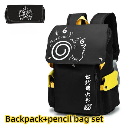 Naruto Shippuden Anime Backpack, Uzumaki Akatsuki School Students Schoolbag Leisure Computer Bag