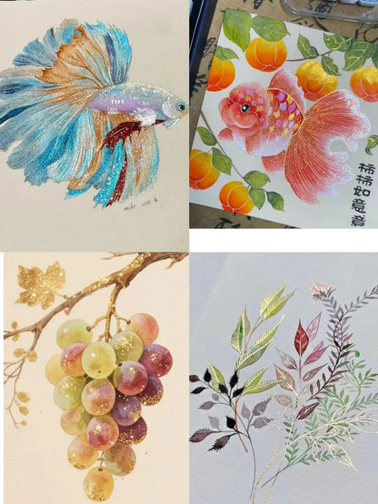 Glitter Watercolor Paints Set, 120 Colors Watercolor Paint, Wooden box, for Professional Artists, Illustrations, Drawing