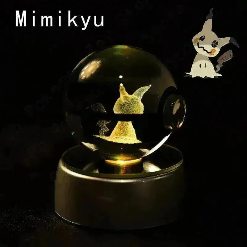 3D Pokemon Crystal Ball 5CM Mewtwo Pikachu Gengar Crystal Glass Pokemon Ball Pokeball Figure Night Light LED Lamp Base Gift - 29 Jigglypuff / 5CM - Otarealm