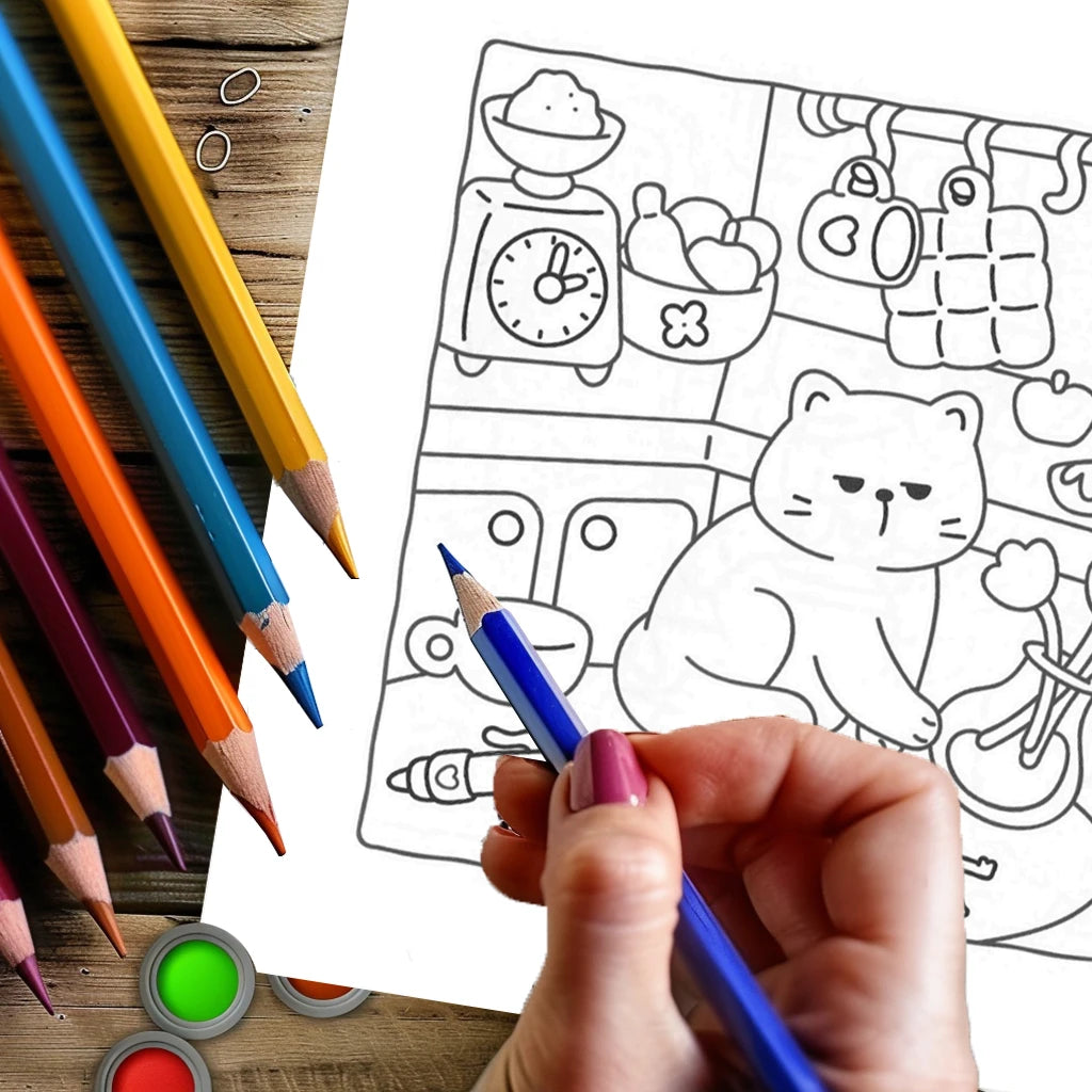 Cat’s Daily Life Coloring Book – 28 Pages of Relaxing Art for Adults | Perfect for Valetine's & Birthday Gifts