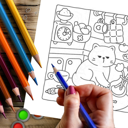 Cat’s Daily Life Coloring Book – 28 Pages of Relaxing Art for Adults | Perfect for Valetine's & Birthday Gifts