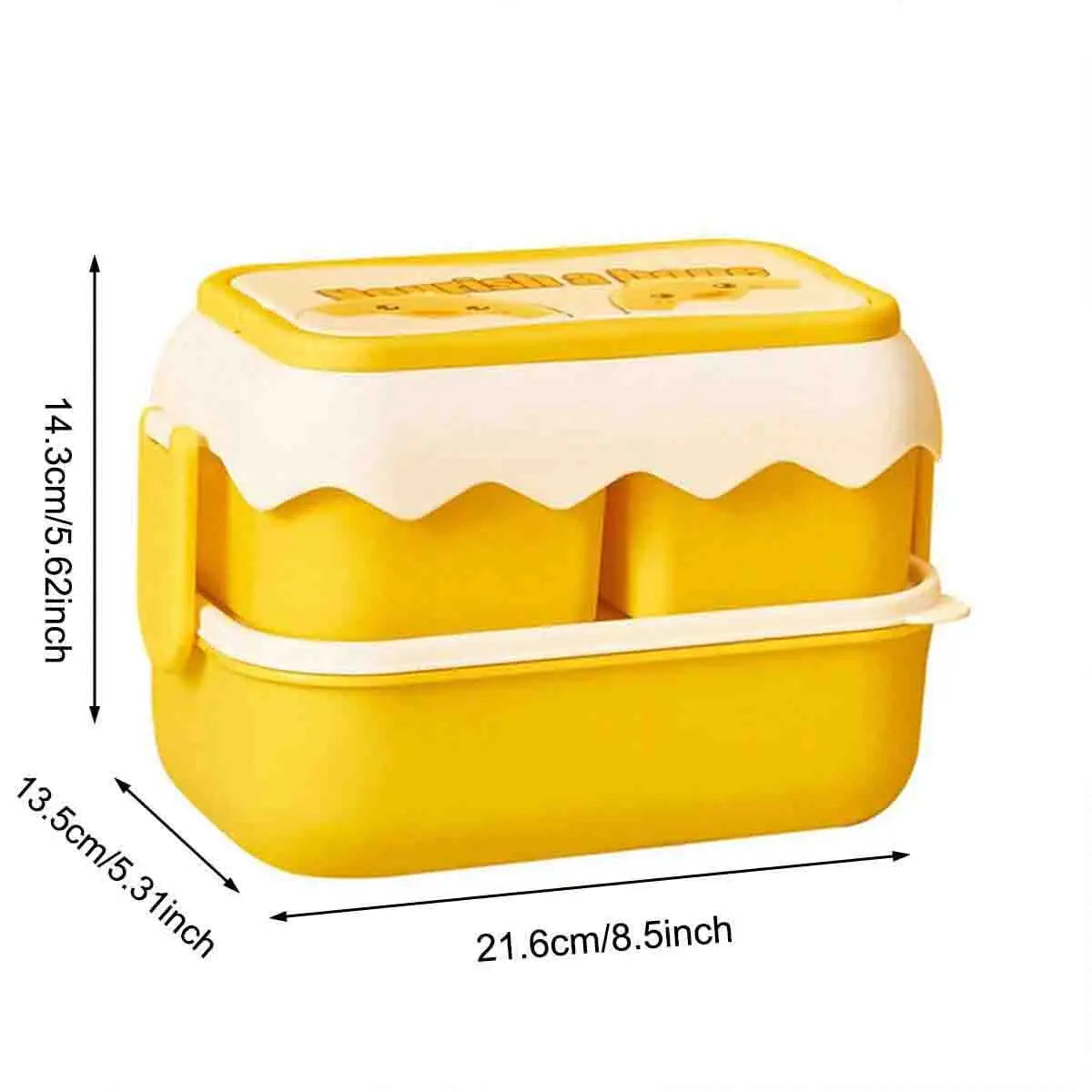 Double-Layer Fruit Lunch Box, Household Tableware Outdoors Portable Bento Box with Spork And Spoon