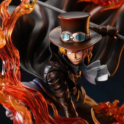 Flame Emperor Sabo Anime Figurine ,One Piece Action Figurines Fire Fist Revolutionary Army 22 CM