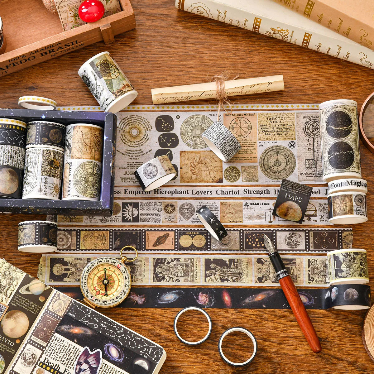 Retro Washi Tape Set – 18 to 24 Rolls per Box for DIY Crafts, Journals & Gift Wrapping