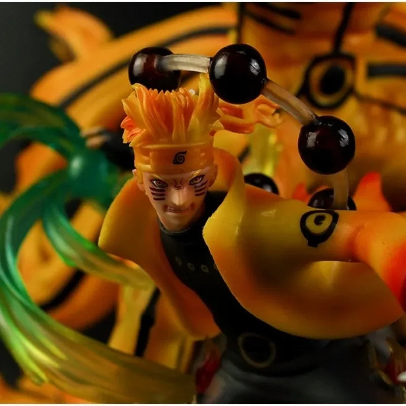 Naruto Uzumaki and Kyuubi Nine Tails Fox Anime Figurine, NARUTO SHIPPUDEN LED PVC Statue Toys Collections 36cm