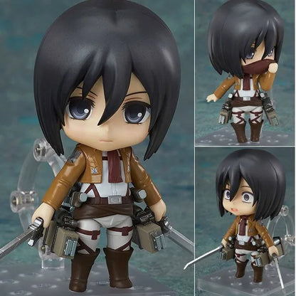Attack on Titan Anime Figures, Shingeki no Kyojin Levi Ackerman, Eren Jaeger, Mikasa·Ackerman, Cute Kawaii Chibi Anime Figurines 10 cm