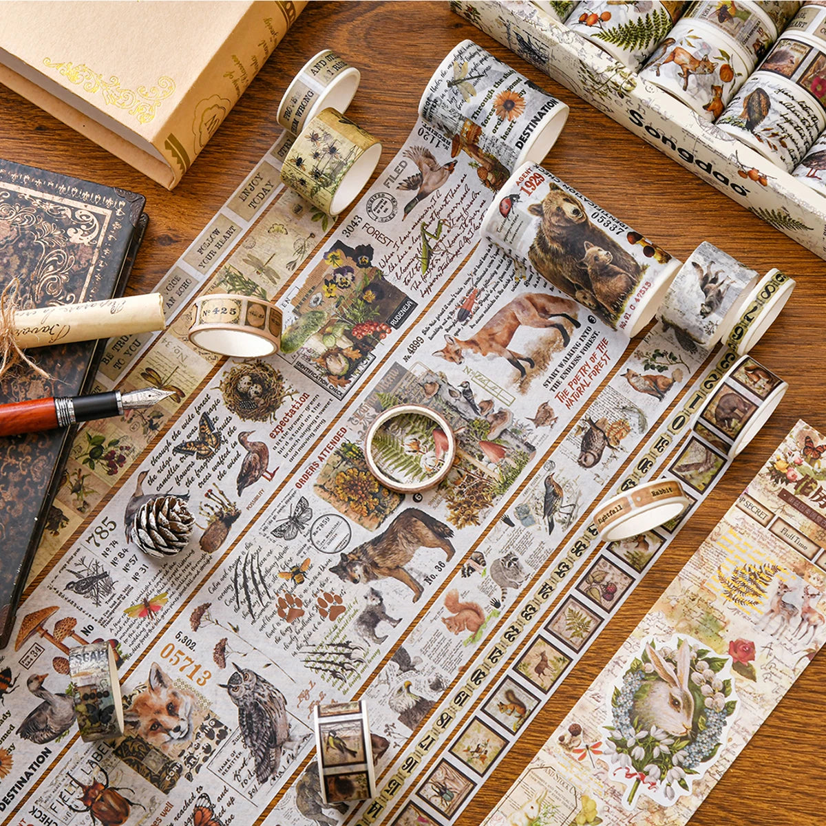 Retro Washi Tape Set – 18 to 24 Rolls per Box for DIY Crafts, Journals & Gift Wrapping