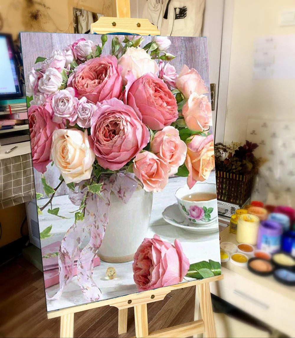 Animals and Landscape Paint by Numbers Kit – 40x50cm DIY Canvas Scenery Painting for Adults with Frame