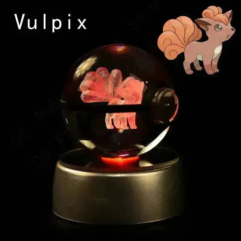 3D Pokemon Crystal Ball 5CM Mewtwo Pikachu Gengar Crystal Glass Pokemon Ball Pokeball Figure Night Light LED Lamp Base Gift - 29 Jigglypuff / 5CM - Otarealm