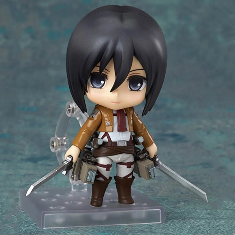 Attack on Titan Anime Figures, Shingeki no Kyojin Levi Ackerman, Eren Jaeger, Mikasa·Ackerman, Cute Kawaii Chibi Anime Figurines 10 cm
