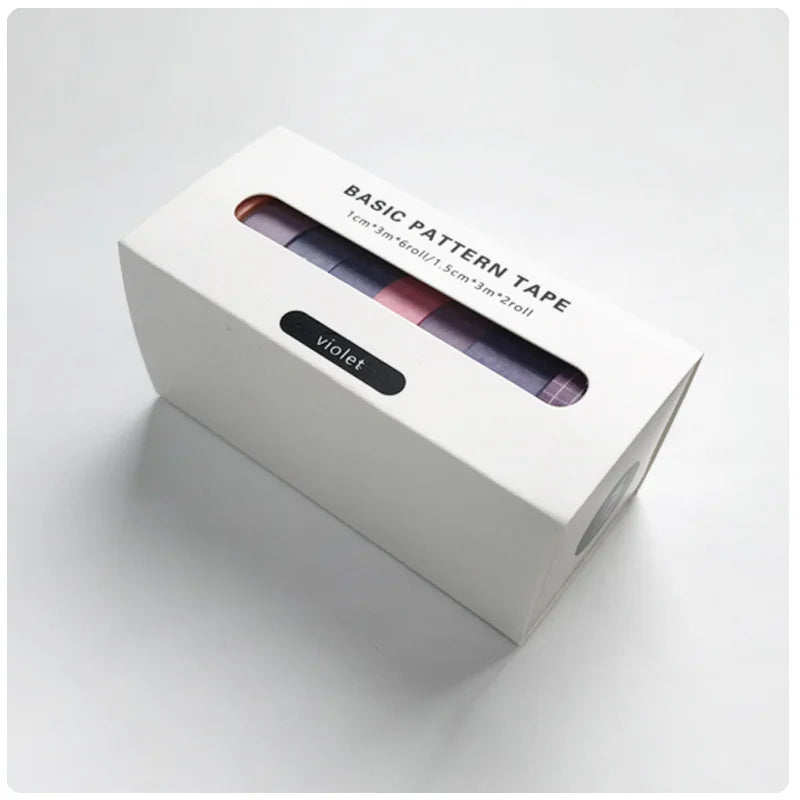 Pure Color Washi Tape Set – 8 Rolls per Box for Scrapbooking, Journals & School Supplies