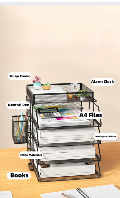 A4 Desk Organizer – Metal Wire Mesh Document Tray for Files, Letters, Books & Brochures