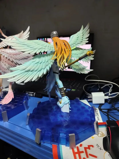 Angewomon and Angemon LED Action Figurines, Standing Position Anime Digimon Adventure Figures PVC Statue 28cm