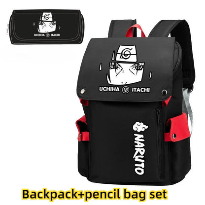 Naruto Shippuden Anime Backpack, Uzumaki Akatsuki School Students Schoolbag Leisure Computer Bag