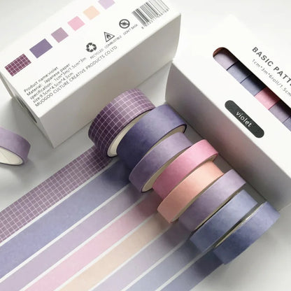 Pure Color Washi Tape Set – 8 Rolls per Box for Scrapbooking, Journals & School Supplies